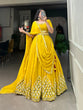 Load image into Gallery viewer, Yellow Color Sequins And Embroidery With Original Mirror Work Georgette Haldi Rasam Lehenga Choli Clothsvilla