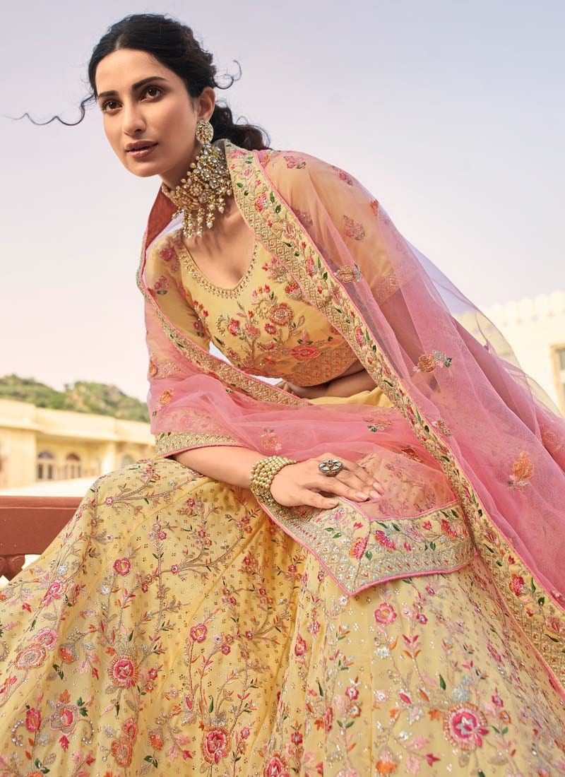 Mustard Color Designer Party Wear Silk Lehenga Choli With Heavy Dupatta at  Rs 3799.00 in Surat | ID: 2851605556333