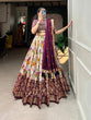 Load image into Gallery viewer, Wine Color Floral And Patola Printed With Foil Work Tussar Silk Wedding Lehenga Choli Clothsvilla