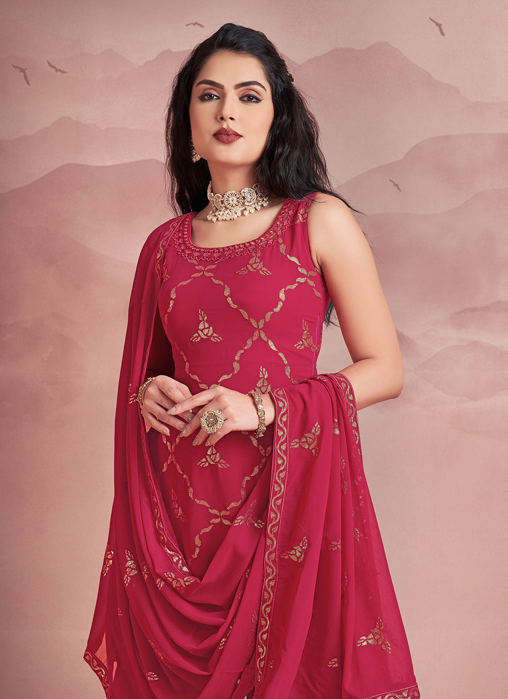Georgette Readymade Style Salwar Kameez Clothsvilla