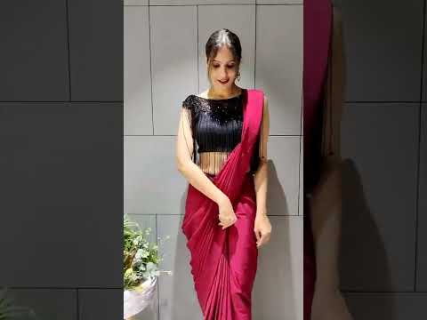 Designer Maroon Silk Readymade Saree with Handwork Blouse Material