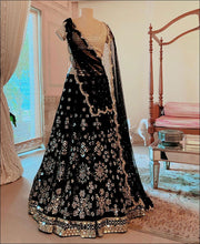 Load image into Gallery viewer, Black Faux Georgette Lehenga Choli with Heavy Sequins Work ClothsVilla