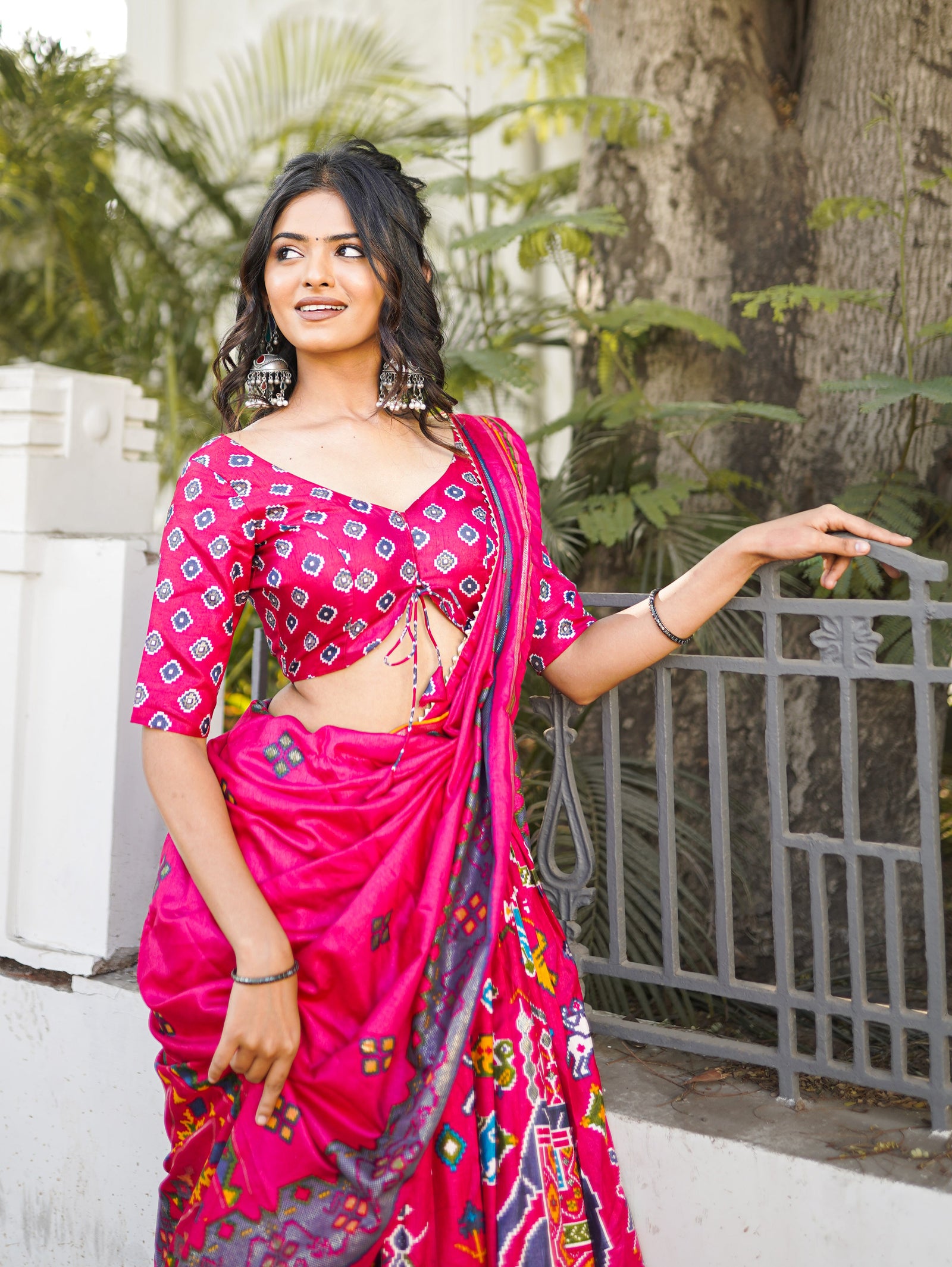 Pink Color Patola Printed and foil work Silk Lehenga Clothsvilla