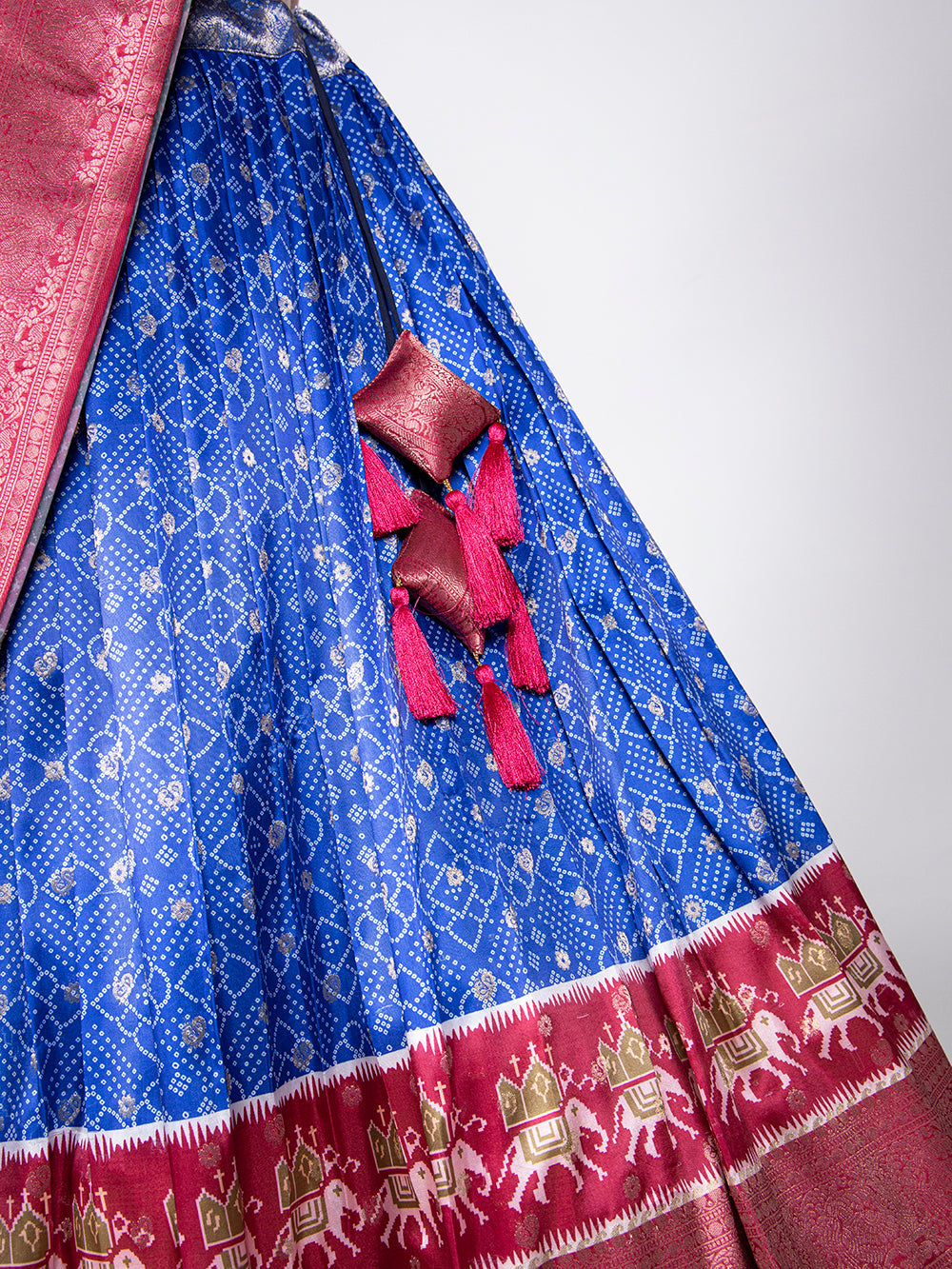 Blue Color Weaving Work With Digital Print Jacquard Silk Pattu Lehenga Choli ClothsVilla.com