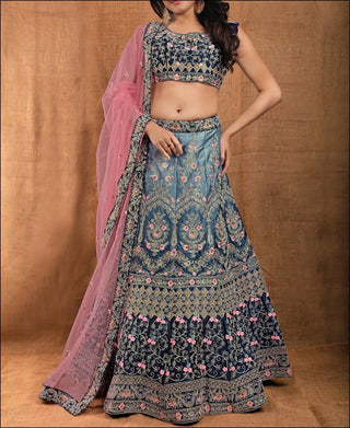 Grey color Silk Lehenga Choli with heavy Embroidery Work ClothsVilla