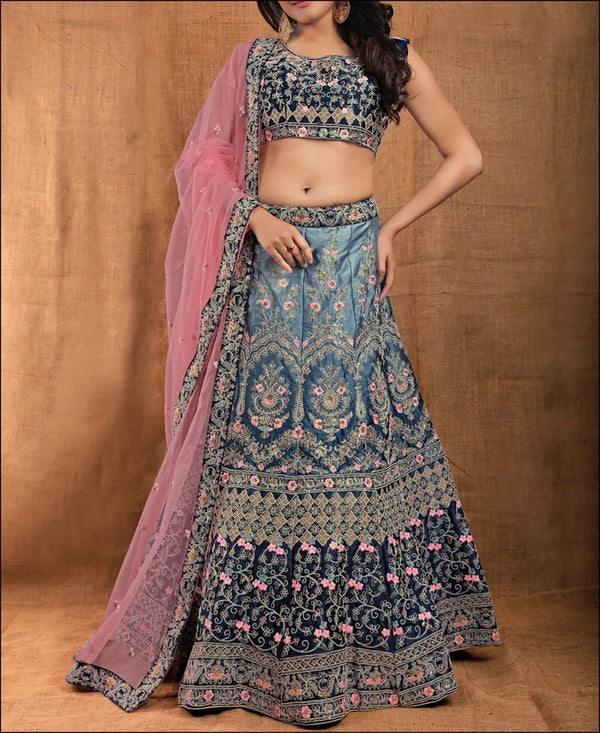Grey color Silk Lehenga Choli with heavy Embroidery Work ClothsVilla