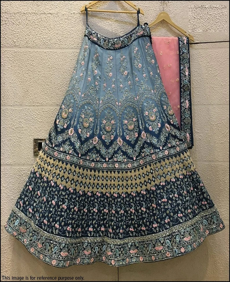 Grey color Silk Lehenga Choli with heavy Embroidery Work ClothsVilla