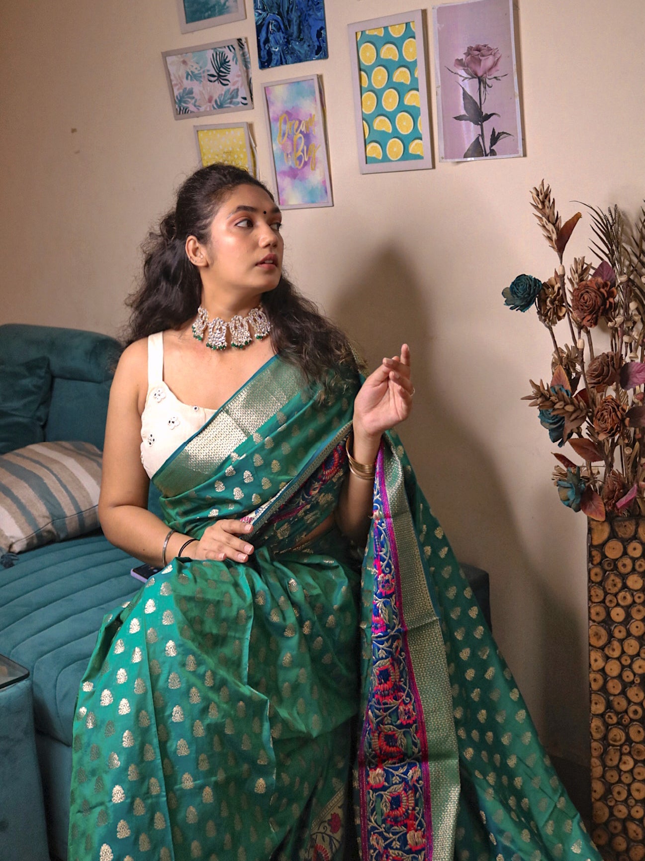 Banarasi Soft Silk Woven Saree Rama Clothsvilla