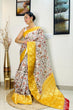Load image into Gallery viewer, Banarasi Silk Floral Printed Contrast Woven Saree Mustard Yellow Clothsvilla