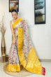 Load image into Gallery viewer, Banarasi Silk Floral Printed Contrast Woven Saree Mustard Yellow Clothsvilla