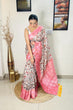 Load image into Gallery viewer, Banarasi Silk Floral Printed Contrast Woven Saree Pink Clothsvilla