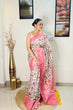 Load image into Gallery viewer, Banarasi Silk Floral Printed Contrast Woven Saree Pink Clothsvilla