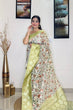 Load image into Gallery viewer, Banarasi Silk Floral Printed Contrast Woven Saree Pastel Green Clothsvilla