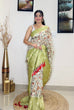 Load image into Gallery viewer, Banarasi Silk Floral Printed Contrast Woven Saree Pastel Green Clothsvilla