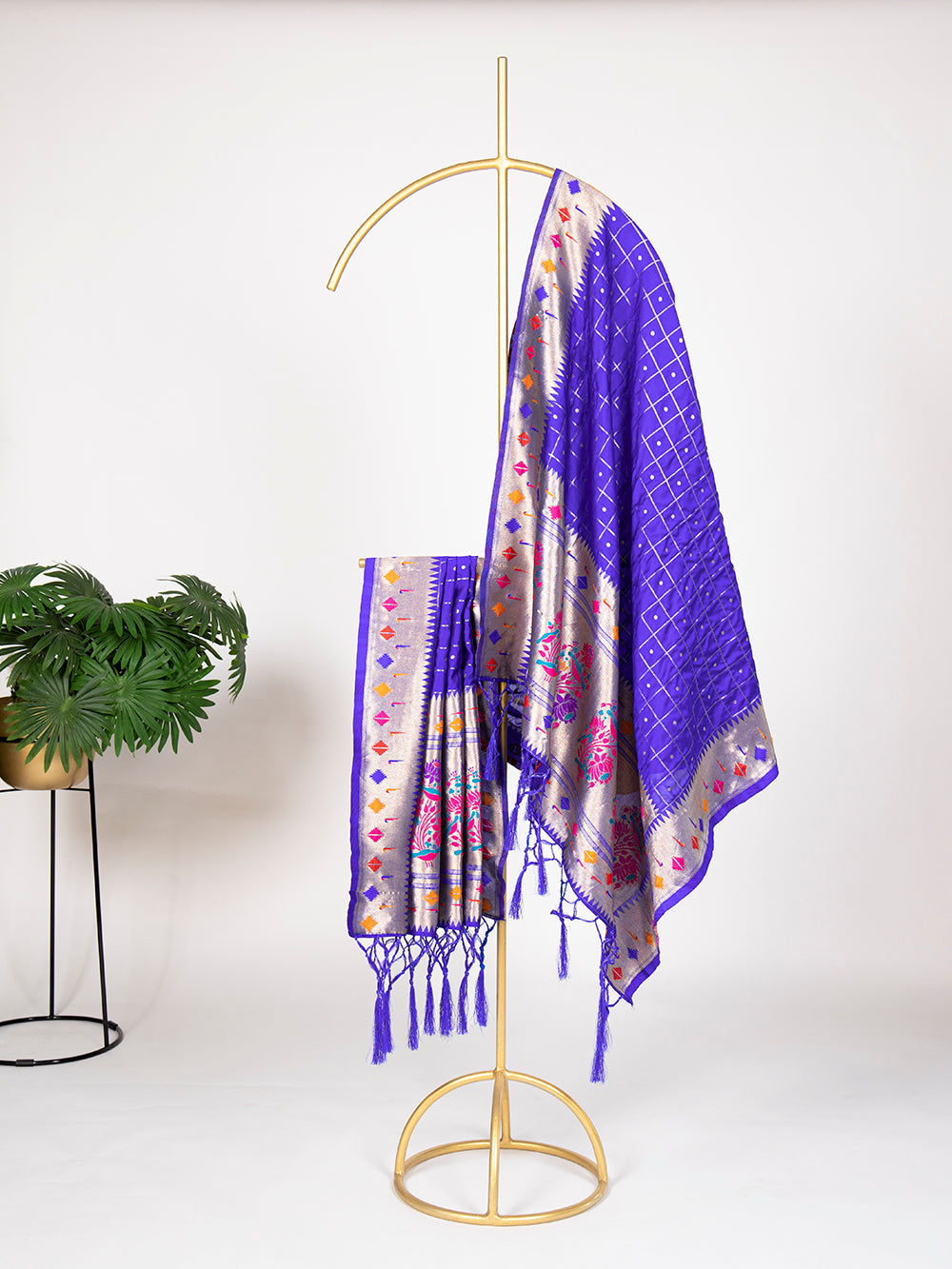 Blue Color Zari Weaving Work Jacquard Paithani Dupatta ClothsVilla.com