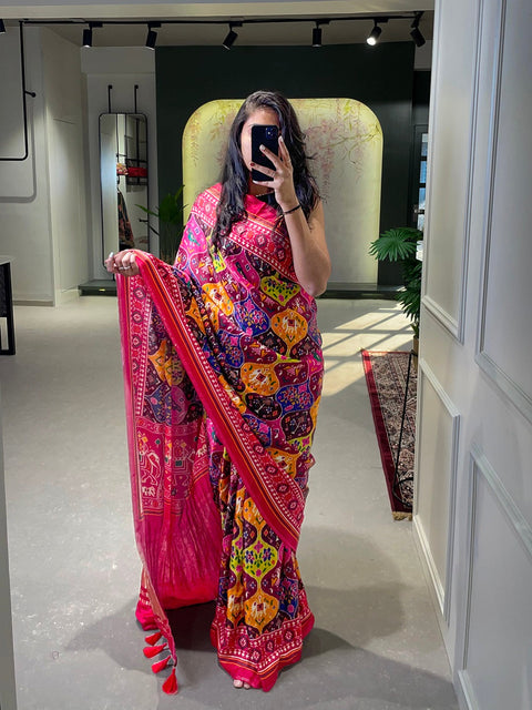 Multi Color Patola Printed Pure Gaji Silk Saree Clothsvilla Main image