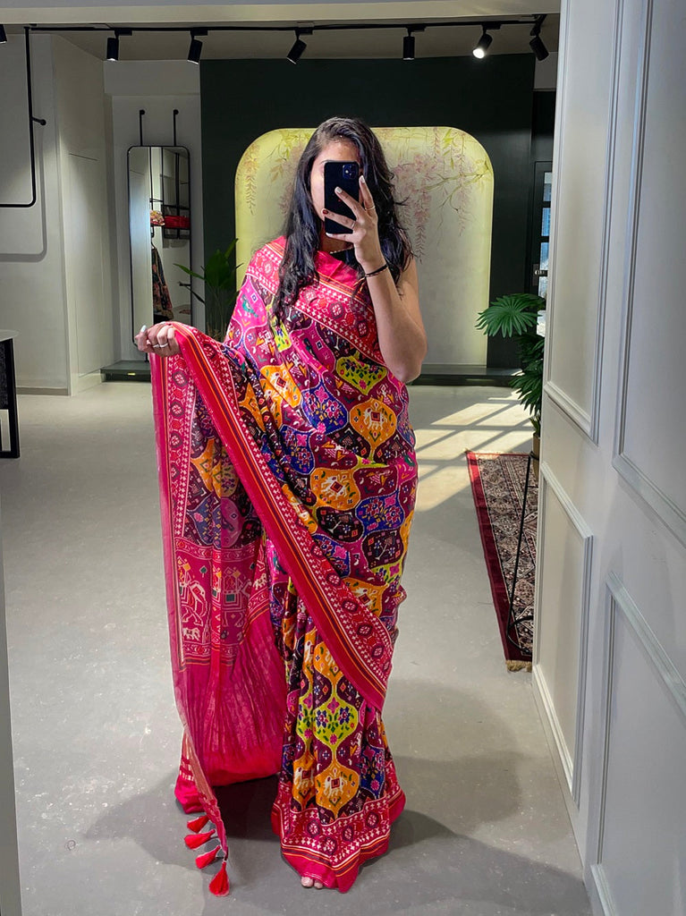 Multi Color Patola Printed Pure Gaji Silk Saree Clothsvilla