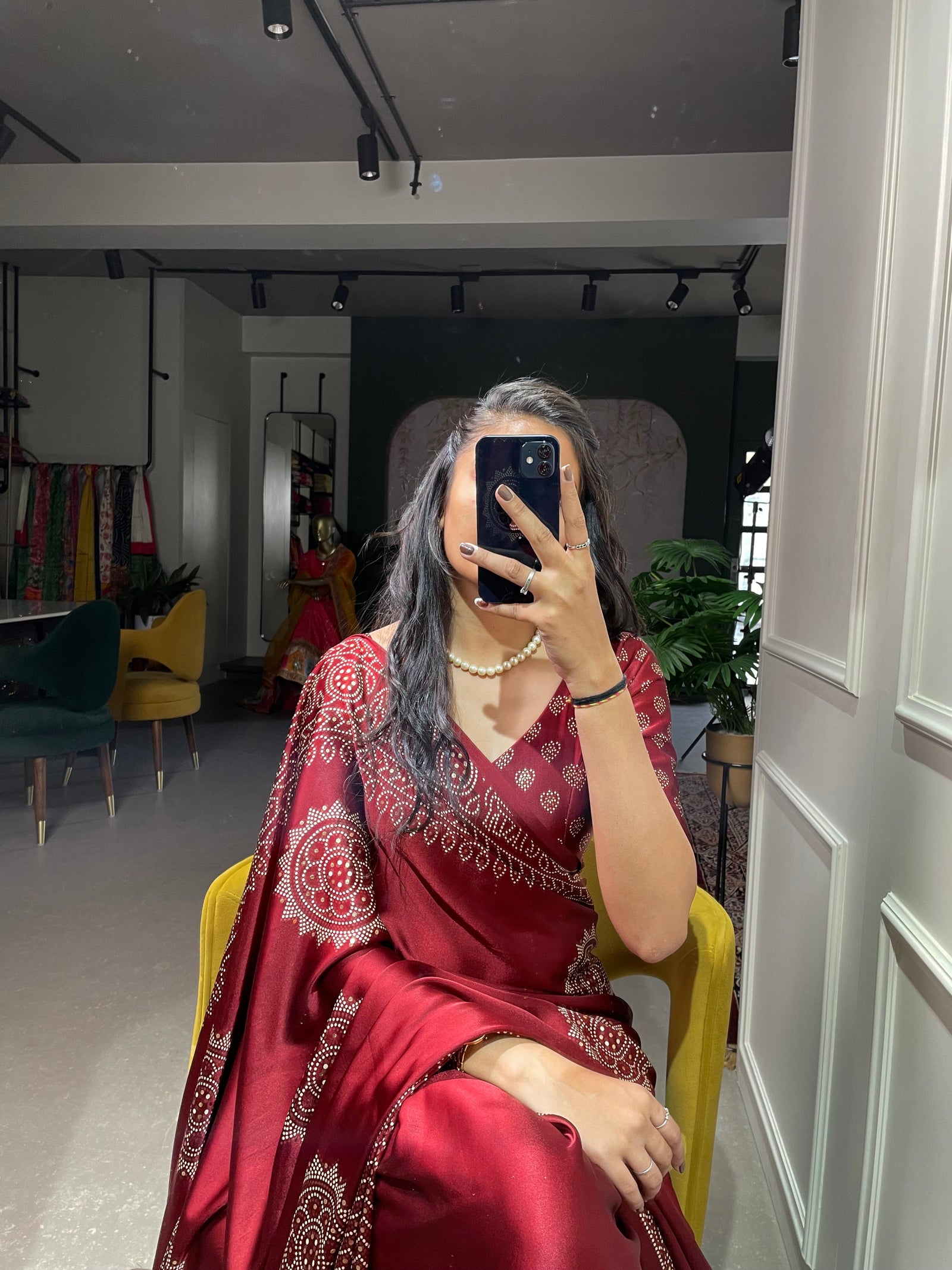Maroon Color Printed And Foil Work Semi Gaji Satin Saree Clothsvilla