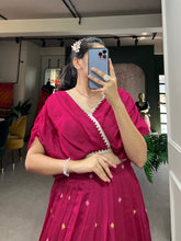 Load image into Gallery viewer, Pink Color Thread Embroidery Work Vichitra Silk Lehenga Choli Clothsvilla