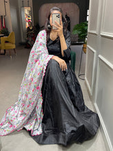 Load image into Gallery viewer, Black Color Plain Dola Silk Gown Clothsvilla