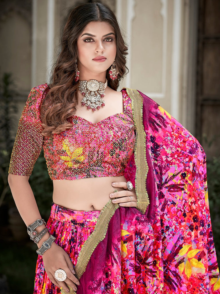 Photo of Pink lehenga with contrasting gold blouse Anita dongre