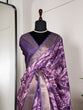 Load image into Gallery viewer, Purple Color Printed With Zari Border Dola Silk Saree Clothsvilla