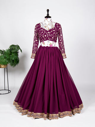 Magneto Color Sequins and Embroidery Thread Work Georgette Lehenga Choli ClothsVilla.com