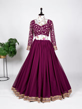 Load image into Gallery viewer, Magneto Color Sequins and Embroidery Thread Work Georgette Lehenga Choli ClothsVilla.com