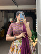 Load image into Gallery viewer, Wine Color Floral And Patola Printed With Foil Work Tussar Silk Wedding Lehenga Choli Clothsvilla