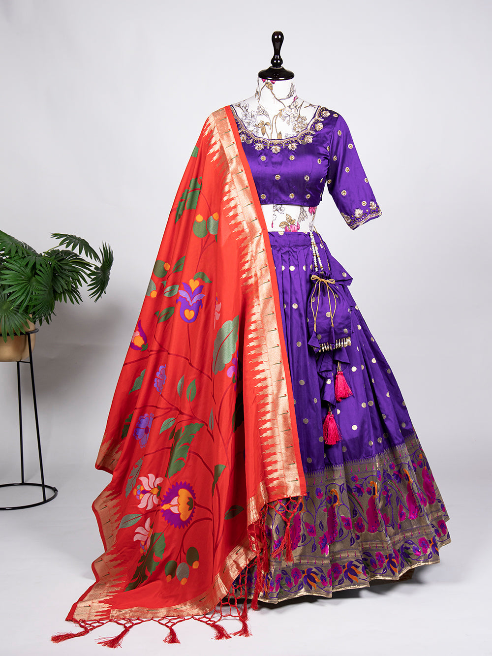 Purple Color Weaving Zari Work Jacquard Silk (Paithani) lehenga Choli ClothsVilla.com