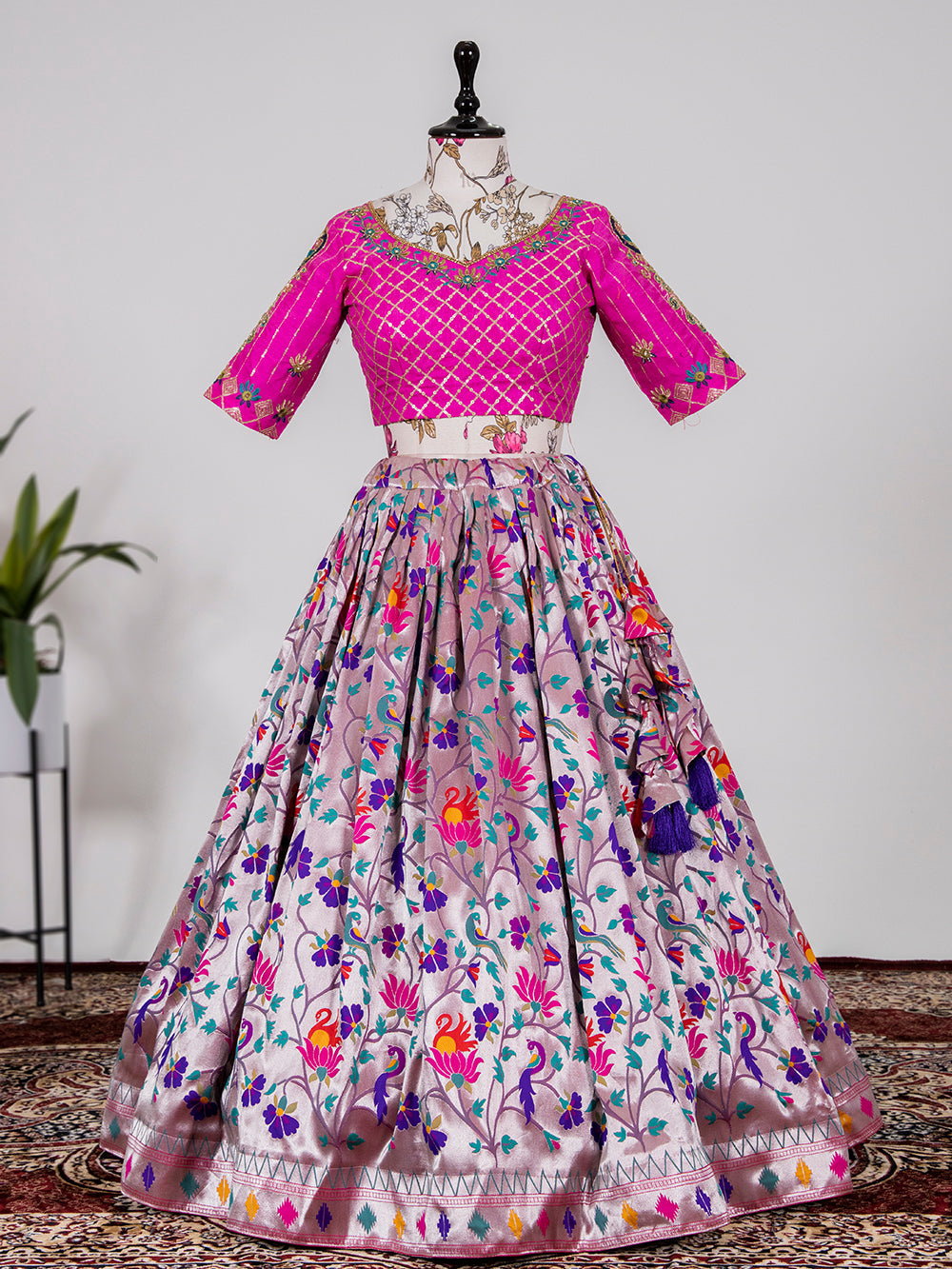 Purple Color Weaving Zari Work Jacquard Paithani Lehenga Choli Set Clothsvilla