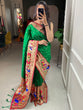 Load image into Gallery viewer, Green Color Weaving Zari Work Jacquard Silk Saree Clothsvilla