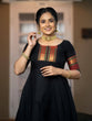Load image into Gallery viewer, Black color weaving zari work jacquard silk Gown Clothsvilla