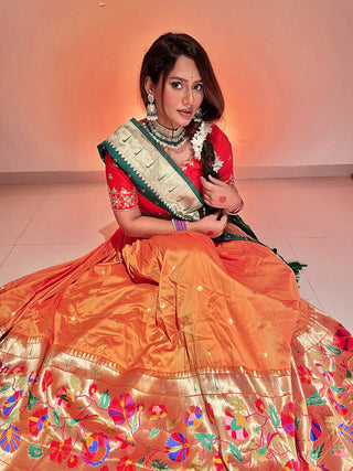 Mustard Color Weaving Zari Work Jacquard Silk Pethani Lehenga Choli Clothsvilla