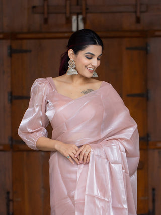 Peach Color Pallu Lace Border Jimi Silk Saree Clothsvilla