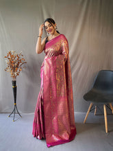 Load image into Gallery viewer, Kanjeevaram Silk Self Jaal Woven Saree Dark Pink Clothsvilla