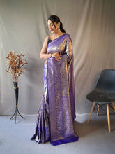 Load image into Gallery viewer, Kanjeevaram Silk Self Jaal Woven Saree Persian Indigo Clothsvilla