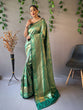 Load image into Gallery viewer, Kanjeevaram Silk Self Peacock Woven Saree Dark Green Clothsvilla