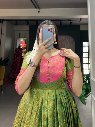 Green Color Zari Weaving Work Kanjivaram Traditional Dress Clothsvilla