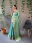 Kasturi Cotton Leheriya Woven Saree Aqua Blue Clothsvilla