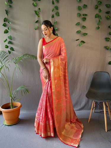 Kasturi Cotton Leheriya Woven Saree Pink Clothsvilla