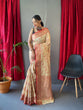 Load image into Gallery viewer, Kasturi Cotton Rose Gold Jaal Woven Saree Cream Clothsvilla
