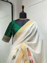 Load image into Gallery viewer, Sitar Design Printed Kasavu Zari Border Saree Clothsvilla