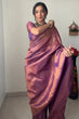 Load image into Gallery viewer, Enticing 1-Minute Ready To Wear Purple Kanjivaram Silk Saree RTW