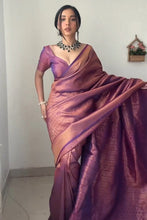 Load image into Gallery viewer, Enticing 1-Minute Ready To Wear Purple Kanjivaram Silk Saree RTW