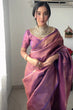 Load image into Gallery viewer, Enticing 1-Minute Ready To Wear Purple Kanjivaram Silk Saree RTW