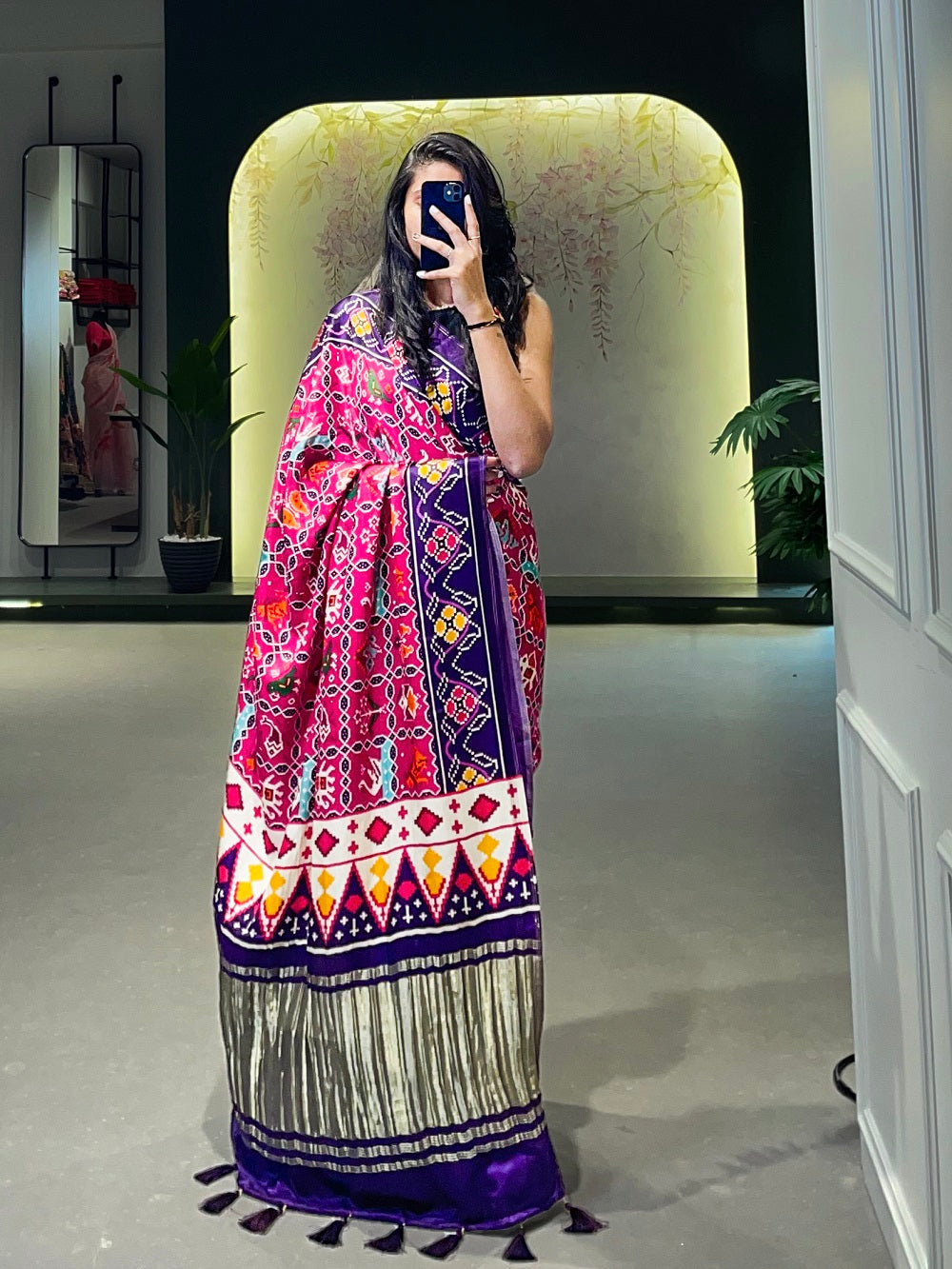 Pink Color Patola Printed Pure Gaji Silk Saree Clothsvilla