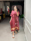 Maroon Color Digital Print With Gotta Patti Lace Border Gaji Silk Kaftan ClothsVilla.com
