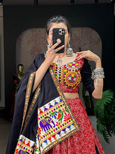 Load image into Gallery viewer, Red Color Printed And Gamthi Work With Mirror Work Cotton Chaniya Choli ClothsVilla.com