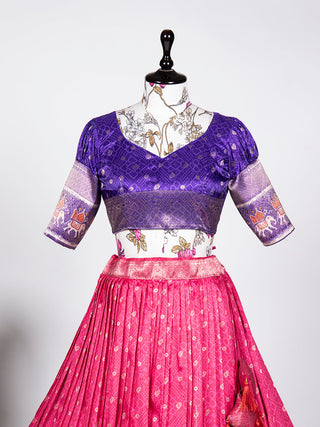 Pink Color Weaving Work With Digital Print Jacquard Silk Dhvani Set Lehenga Choli ClothsVilla.com